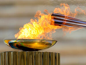 Olympic Flame handover ceremony for the Tokyo 2020