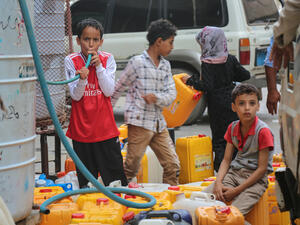 Children fetch water due to the water crisis