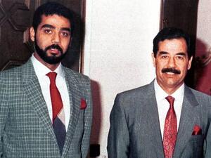 صدام حسين مع نجله عدي