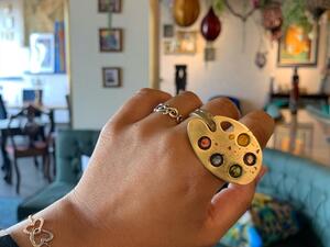 Palette Ring Copper, brass, water colors