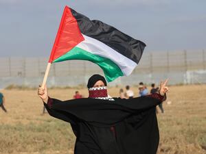 During anti-blockade protests in the besieged Gaza Strip