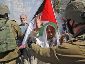Clashes between Israeli forces and Palestinian demonstrators in Hebron during protests marking 27th anniversary of Ibrahimi Mosque massacre
