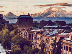 Yerevan City view with majestic Ararat mountain