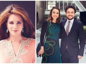 الملكة نور (يسار) - الملكة رانيا برفقة الأمير حسين