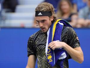 Greece's Stefanos Tsitsipas walks to the other side of the court during his 2021 US Open Tennis tournament men's singles third round match against Spain's Carlos Alcaraz at the USTA Billie Jean King National Tennis Center in New York, on September 3, 2021. (Photo: AFP)