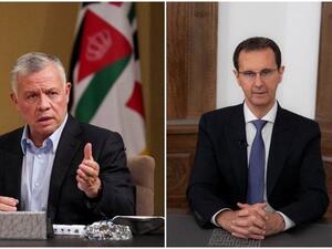 Jordan's King Abdullah (L), Syrian President Bashar Al Assad 