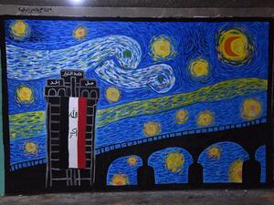 colorful murals cover Iraqi walls following years of war