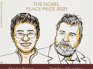 Filipino journalist Maria Ressa and Russian journalist Dmitry Muratov