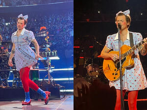 He teamed it up with a chequered bow tie He teamed it up with a chequered bow tie