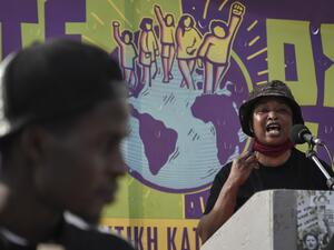 Demonstrators seek government support for those affected by natural disasters