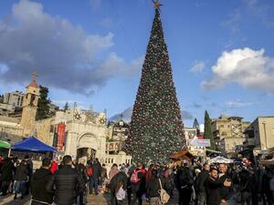 Around the giant Christmas tree in Nazareth
