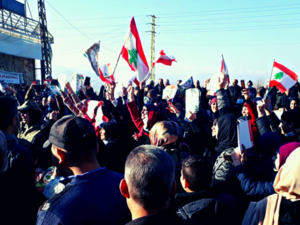 protest in lebanon by army families