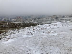 A view of snow-laden Amman 