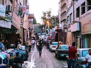 One of the streets in downtown Irbid 
