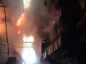 حريق كبير في سوق الأحذية بالعاصمة طهران