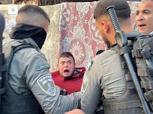 Mohamad Al Ajlouni faces Israeli soldiers 