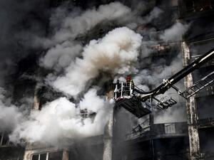 powerful explosions rocked residential districts of Kyiv