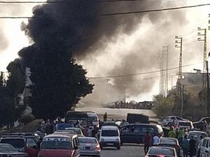 انفجار خزان وقود في لبنان