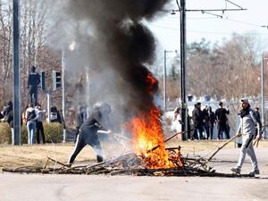 Protesters in Norrkoping, Sweden  demonstrate against the burning of the Quran