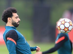 Liverpool's Egyptian midfielder Mohamed Salah attends a team training session at Anfield Stadium in Liverpool, north west England, on April 26, 2022, on the eve of their UEFA Champions League semi-final first leg football match against Villareal. (Photo by Lindsey Parnaby / AFP) Liverpool's Egyptian midfielder Mohamed Salah attends a team training session at Anfield Stadium in Liverpool, north west England, on April 26, 2022, on the eve of their UEFA Champions League semi-final first leg football match against Villareal. (Photo by Lindsey Parnaby / AFP)