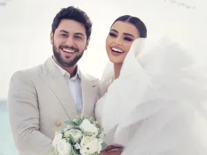 لين أبو شعر تتألق بفستان زفاف من المصمم رامي العلي
