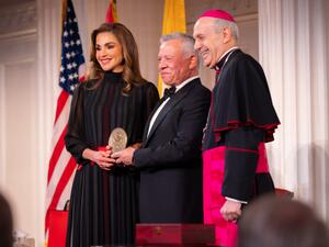 King Abdullah II and Queen Rania receive the Path to Peace Award in New York
