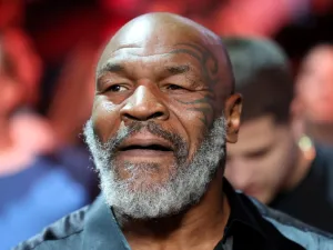 Former Heavyweight champion Mike Tyson attends the junior welterweight bout between Montana Love and Gabriel Gollaz Valenzuela at T-Mobile Arena on May 07, 2022 in Las Vegas, Nevada. Al Bello/Getty Images/AFP (Photo by AL BELLO / GETTY IMAGES NORTH AMERICA / Getty Images via AFP)