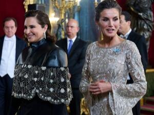 الشيخة جواهر بنت حمد بن سحيم آل ثاني برفقة ملكة إسبانيا ليتيزيا