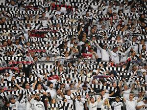 Frankfurt fans raise their scarves during the UEFA Europa League semi-final second leg football match Eintracht Frankfurt v West Ham United in Frankfurt, western Germany on May 5, 2022. (Photo by Christof STACHE / AFP) Frankfurt fans raise their scarves during the UEFA Europa League semi-final second leg football match Eintracht Frankfurt v West Ham United in Frankfurt, western Germany on May 5, 2022. (Photo by Christof STACHE / AFP)