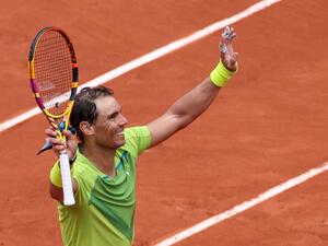 Spain's Rafael Nadal reacts after winning their men's singles match against Australia's Jordan Thompson at the Court Philippe-Chatrier on day two of the Roland-Garros Open tennis tournament in Paris on May 23, 2022. (Photo by Thomas SAMSON / AFP) Spain's Rafael Nadal reacts after winning their men's singles match against Australia's Jordan Thompson at the Court Philippe-Chatrier on day two of the Roland-Garros Open tennis tournament in Paris on May 23, 2022. (Photo by Thomas SAMSON / AFP)