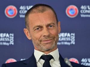 UEFA president Aleksander Ceferin speaks during the press conference following the end of the 46th UEFA Congress and Executive Committee meeting at the Messe Wien Exhibition Congress Center in Vienna, Austria on May 11, 2022. (Photo by JOE KLAMAR / AFP) UEFA president Aleksander Ceferin speaks during the press conference following the end of the 46th UEFA Congress and Executive Committee meeting at the Messe Wien Exhibition Congress Center in Vienna, Austria on May 11, 2022. (Photo by JOE KLAMAR / AFP)