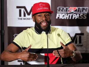Boxer Floyd Mayweather Jr. speaks during a news conference announcing an exhibition boxing bout against mixed martial artist Mikuru Asakura at The M Resort on June 13, 2022 in Henderson, Nevada. The bout will take place in September 2022 in Japan as part of a RIZIN Fighting Federation show. Ethan Miller/Getty Images/AFP (Photo by Ethan Miller / GETTY IMAGES NORTH AMERICA / Getty Images via AFP) Boxer Floyd Mayweather Jr. speaks during a news conference announcing an exhibition boxing bout against mixed martial artist Mikuru Asakura at The M Resort on June 13, 2022 in Henderson, Nevada. The bout will take place in September 2022 in Japan as part of a RIZIN Fighting Federation show. Ethan Miller/Getty Images/AFP (Photo by Ethan Miller / GETTY IMAGES NORTH AMERICA / Getty Images via AFP)