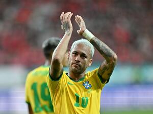 Brazil's forward Neymar celebrates his goal during the international football friendly match between South Korea and Brazil at Seoul World Cup Stadium in Seoul on June 2, 2022. (Photo by JUNG YEON-JE / AFP) Brazil's forward Neymar celebrates his goal during the international football friendly match between South Korea and Brazil at Seoul World Cup Stadium in Seoul on June 2, 2022. (Photo by JUNG YEON-JE / AFP)