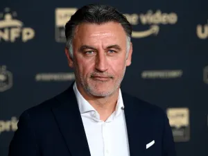 Nices' head coach Christophe Galtier arrives for the TV show on May 15, 2022 in Paris, as part of the 30th edition of the UNFP (French National Professional Football players Union) trophy ceremony. (Photo by FRANCK FIFE / AFP)