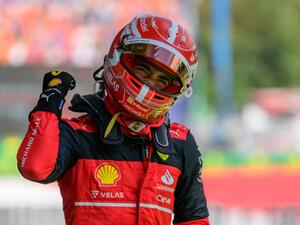 Ferrari's Monegasque driver Charles Leclerc celebrates after winning the Formula One Austrian Grand Prix on the Red Bull Ring race track in Spielberg, Austria, on July 10, 2022. (Photo by Jure Makovec / AFP) Ferrari's Monegasque driver Charles Leclerc celebrates after winning the Formula One Austrian Grand Prix on the Red Bull Ring race track in Spielberg, Austria, on July 10, 2022. (Photo by Jure Makovec / AFP)
