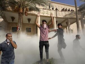 Supported outside the government palace in Baghdad