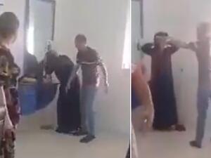 رجل يلكم زوجته بعنف لدخولها صالون تجميل في تركمانستان