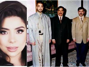 الرئيس العراقي الراحل صدام حسين رفقة قصي وعدي - حرير 