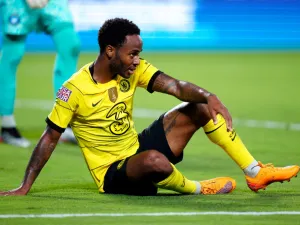 Raheem Sterling of Chelsea looks on during the Pre-Season Friendly match between Chelsea FC and Charlotte FC at Bank of America Stadium on July 20, 2022 in Charlotte, North Carolina. Jacob Kupferman/Getty Images/AFP (Photo by Jacob Kupferman / GETTY IMAGES NORTH AMERICA / Getty Images via AFP)