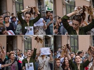 احتجاج امام القنصلية الإيرانية في اسطنبول