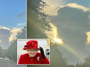 سحابة على شكل الملكة إليزابيث تظهر في سماء بريطانيا ( المصدر: MailOnline)