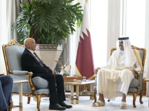 الشيخ تميم بن حمد آل ثان، ورئيس ‏مجلس النواب الليبي، عقيلة صالح