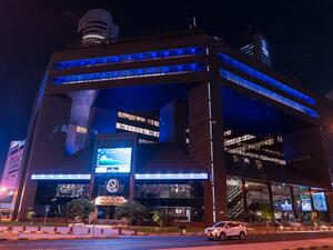 Boursa Kuwait lights its building in blue for Climate Action during United Nations Day 2022