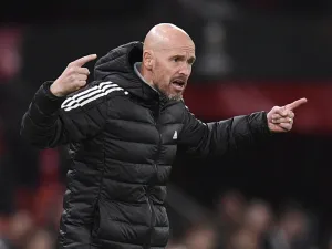 Manchester United's Dutch manager Erik ten Hag gestures on the touchline during the UEFA Europa League Group E football match between Manchester United and Omonoia Nicosia, at Old Trafford stadium, in Manchester, north-west England, on October 13, 2022. (Photo by Oli SCARFF / AFP)