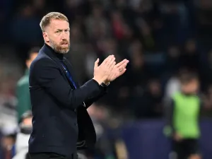 Chelsea's English head coach Graham Potter reacts during the UEFA Champions League Group E football match between RB Salzburg and Chelsea FC in Salzburg, Austria on October 25, 2022. (Photo by Joe Klamar / AFP)