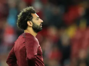 Liverpool's Egyptian striker Mohamed Salah looks on prior to the UEFA Champions League group A football match between Liverpool and Ajax at Anfield in Liverpool, north west England on September 13, 2022. (Photo by Lindsey Parnaby / AFP)