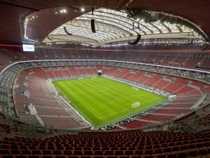 A handout picture received from Qatar's Supreme Committee for Delivery and Legacy on November 20, 2020, shows a view of the FIFA WC2022 al-Bayt Stadium in al-Khor north of the Qatari capital. / AFP / Qatar’s Supreme Committee for Delivery and Legacy 