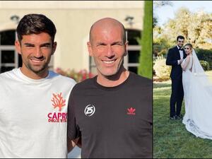 زين الدين زيدان - إنزو زيدان مع زوجته 