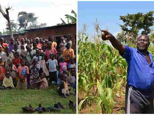 المزارع الأوغندي موسى حصية مع عائلته الكبيرة 