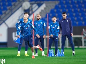 الهلال يستعد لملاقاة العدالة اليوم (المصدر: حساب الهلال الرسمي على تويتر)